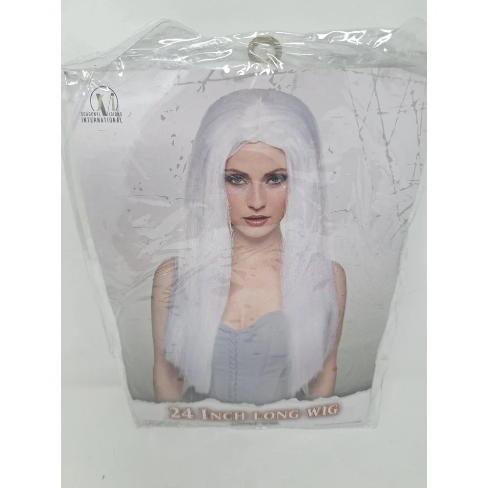 NEW Seasonal Visions International White 24 Inch Long Costume Wig Adult NEW